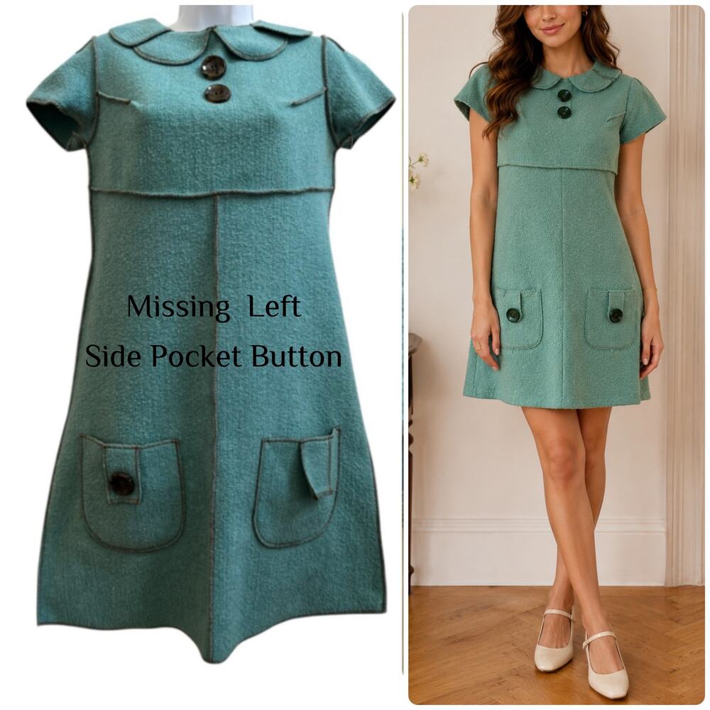 Beebop & Wally Flaw Felted Wearable Art Contrast Stitching Pocket Dress Small